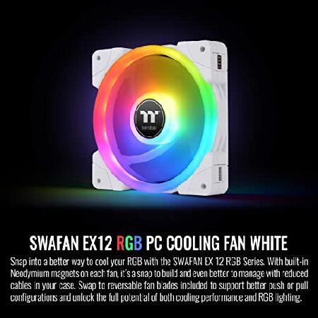 (税込) Thermaltake SWAFAN EX 12 RGB PC冷却ファン ホワイト 3個パック 500~2000RPM 磁気接続 リバーシブルブレード コントローラー付き CL-F161-PL12SW-A
