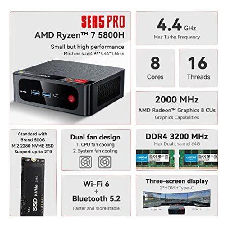 Beelink SER5 AMD Ryzen 7 5800H ミニPC Beelink SER5 MAX 5800H Mini PC z Windows 11 Pro, 8-rdzeniowy