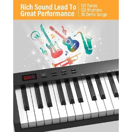 【 大感謝セール】 KONIX Piano Keyboard 88 Keys， Beginner Semi-weighted Keyboard Piano， Portable Electronic Piano Keyboard with Double X Stand， Sustain Pedal， Power Supp