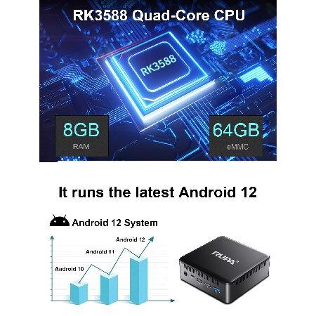 宅送 RUPA Mini PC Box 8GB LPDDR4X 64GB EMCC， Octa-Core Low Power Consumption Processor (up to 4.2GHz)， Gigabit Ethernet， 8K@60Hz， WiFi 6， BT， VESA for Offi