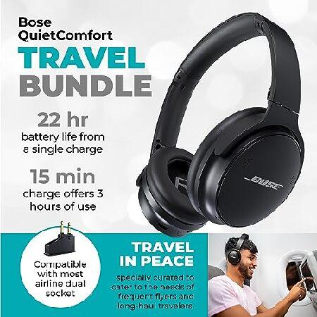 Bose Noise Cancelling Headphones, Bose QuietComfort 45 Headphones (Black) Bundle with QC15 Airplane Jack Adapter, Audio Cable, Cloth - Bluetooth Wirel｜wolrd｜02