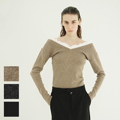 CLANE（クラネ） 2WAY FRILL V NECK KNIT TOPS 2ウェイフリルVネック