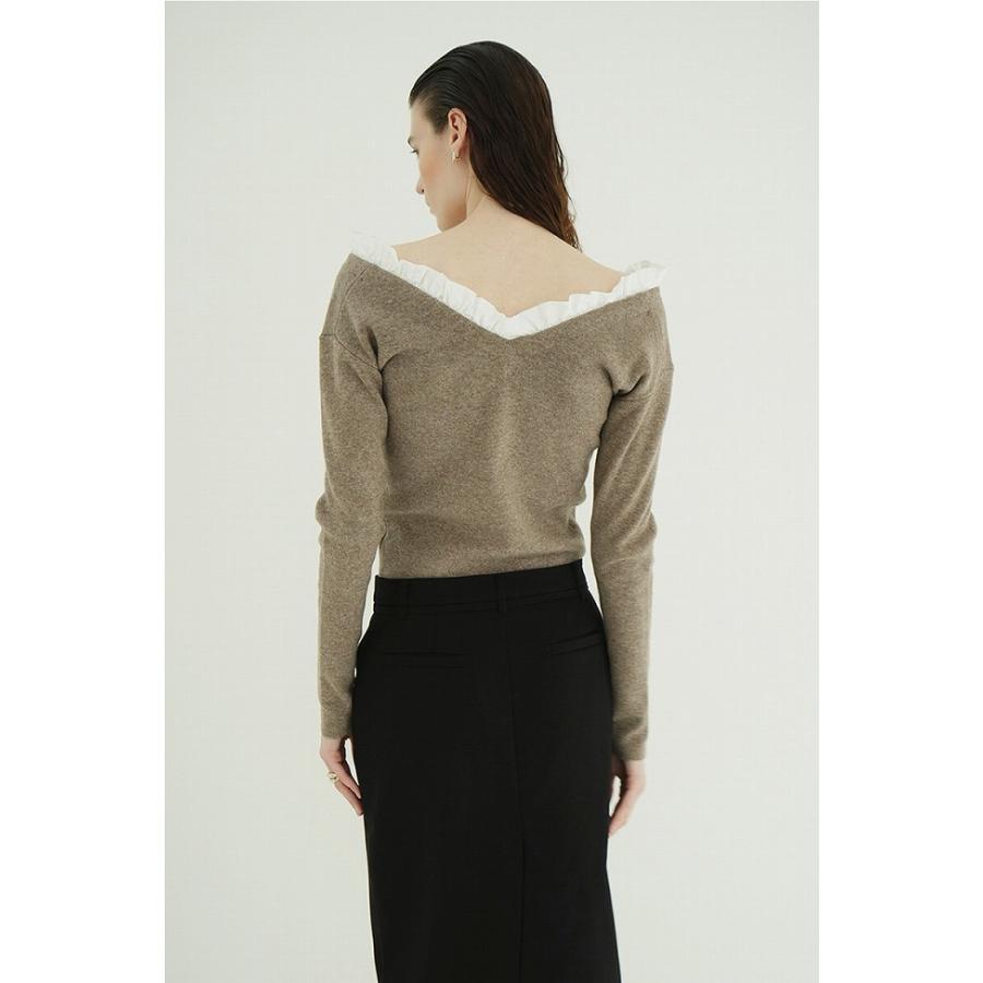CLANE（クラネ） 2WAY FRILL V NECK KNIT TOPS 2ウェイフリルVネック