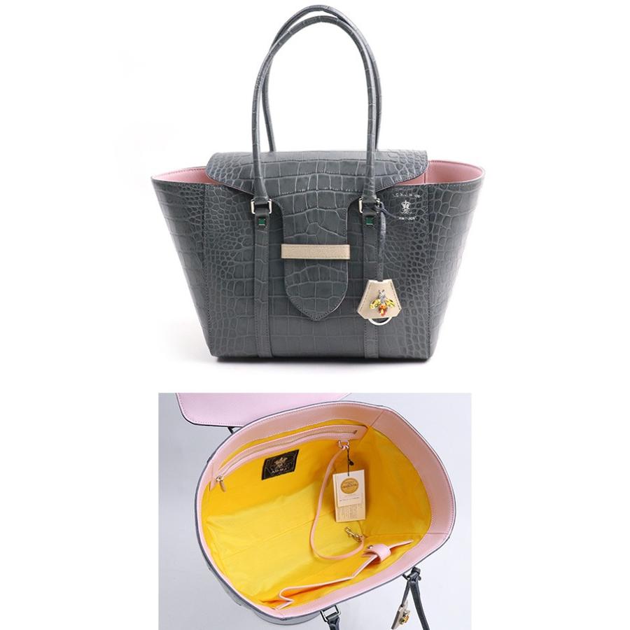 ADMJ エーディーエムジェイ CROCOEMBOSSING BEE MOTIF  TOTEBAG 25cm 牛革/クロコ型押し ミツバチモチーフ付 ベルトアクセント トートバッグ 20SS01012｜womanremix｜12