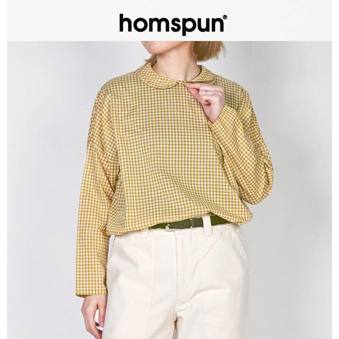 homspun（ホームスパン） ギンガムダブルフラットカラー プルオーバー