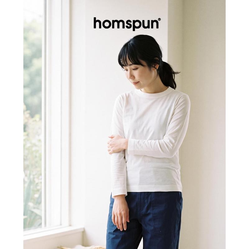 homspun　ホームスパン　Ｔシャツ　カットソー　白 homspun（ホームスパン） 30/1天竺 長袖Tシャツ カットソー 6616