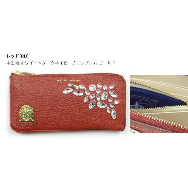ポイント10倍) ADMJ エーディーエムジェイ 牛革横長ビジューウォレット 