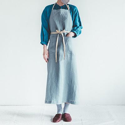 miiThaaii ミーターイー リネン アリシャ エプロン SAGE GREEN FJA001