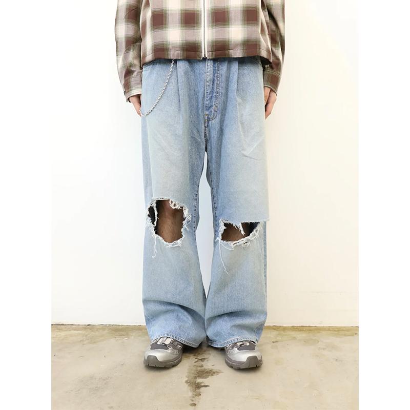 JieDa JieDa(ジエダ) DAMAGE ONE TUCK WIDE STRAIGHT DENIM JieDa JieDa(ジエダ) DAMAGE ONE TUCK WIDE STRAIGHT DENIM