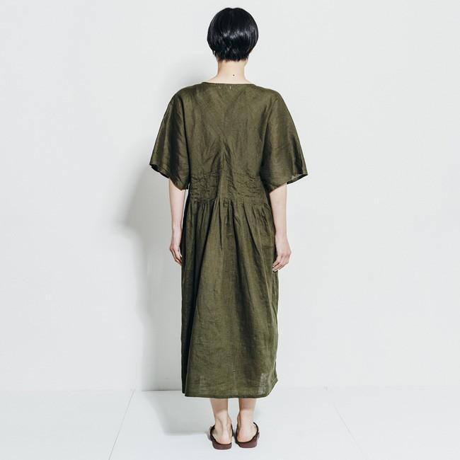 セール フォグリネンワーク Fog Linen Work Flw ワンピース レディース ベージュ Vネック 七分袖 ひざ丈 限定製作 Carlavista Com
