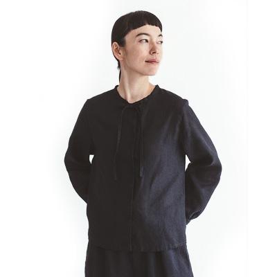 週末お値下げ fog linen work フォグリネンワーク黒チュニック fog linen work（フォグリネンワーク） EDITH TOP BLACK エーディット