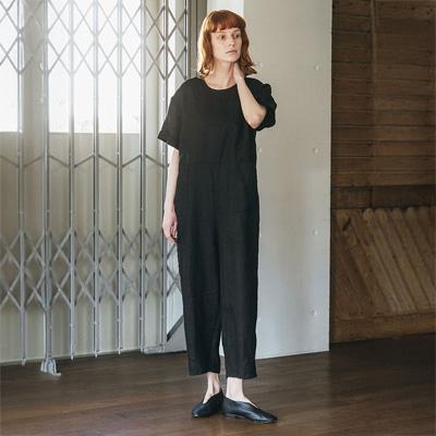 fog linen work ジャンプスーツ オールインワン つなぎ リネン 黒 SALE】 fog linen work ルミ ジャンプスーツ ブラック ｜くらすこと