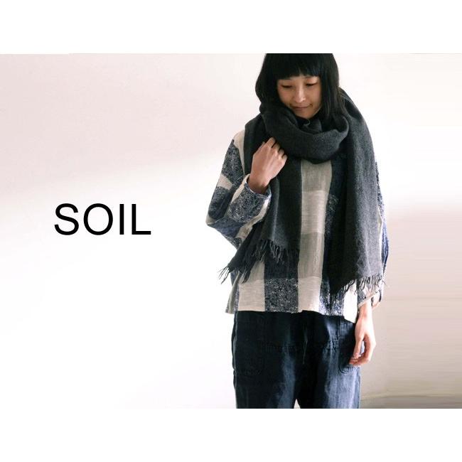 【新品•タグ付き】SOIL ソイル　綿麻ストール 麻60%×綿40% SOIL（ソイル） MELANGE BOILED WOOL PLAIN STOLE ボイルドウール