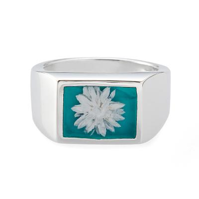 XOLO925 フラワーシグネットリング(ブルーカラー) XOLO XOLO(ショロ) Signet Ring with Teal Flower シグネットリング