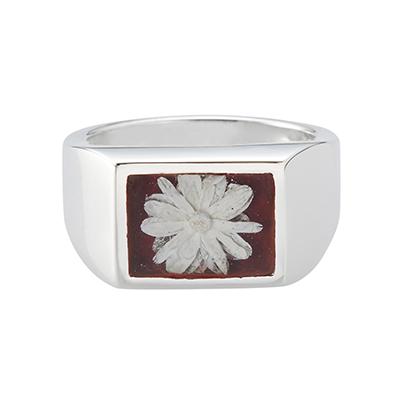 10号 XOLO JEWELRY フラワーリング XOLO XOLO(ショロ) Signet Ring with Bordeaux Flower シグネット