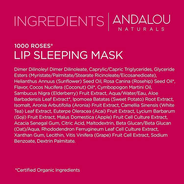 アンダルーナチュラルズ 1000ローズリップ スリーピングマスク ローズの香り 11.9g (0.42oz) ANDALOU NATURALS 1000 ROSES LIP SLEEPING MASK｜womensfitness｜04