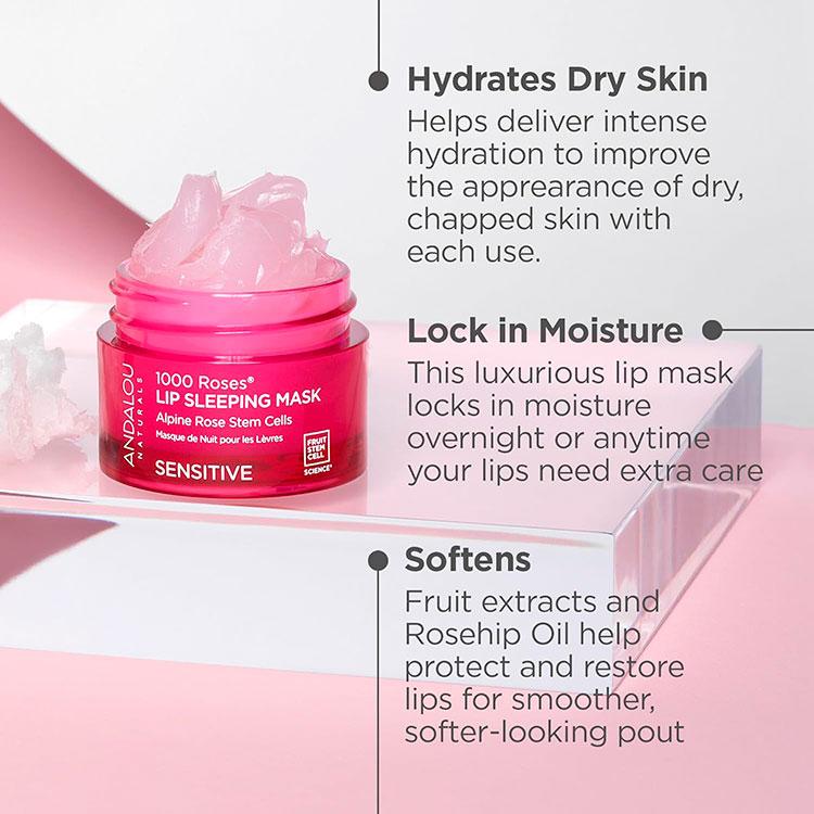 アンダルーナチュラルズ 1000ローズリップ スリーピングマスク ローズの香り 11.9g (0.42oz) ANDALOU NATURALS 1000 ROSES LIP SLEEPING MASK｜womensfitness｜07