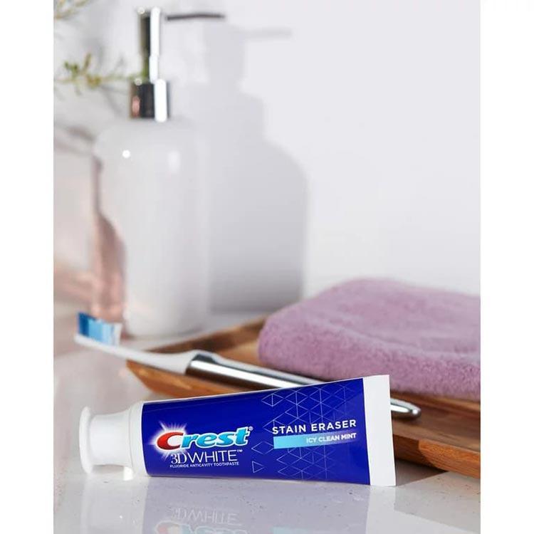 クレスト 3Dホワイト ステインイレイザー 歯磨き粉 アイシークリーンミント 87g (3.1 oz) Crest 3D White Stain Eraser Toothpaste 白い歯 健康的な歯｜womensfitness｜05