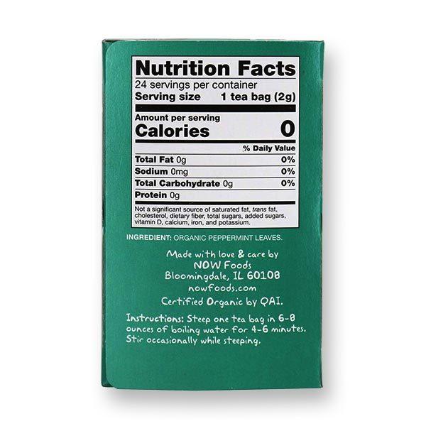 オーガニック ペパーミント ティー 48g（1.7oz） 24個 NOW Foods