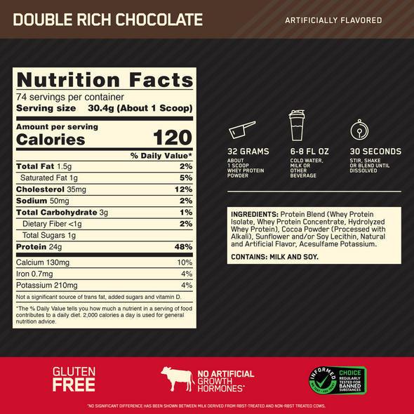 ゴールドスタンダード 100% ホエイ プロテイン ダブルリッチチョコレート 5LB 2.27kg 「米国内規格仕様」【正規契約販売法人