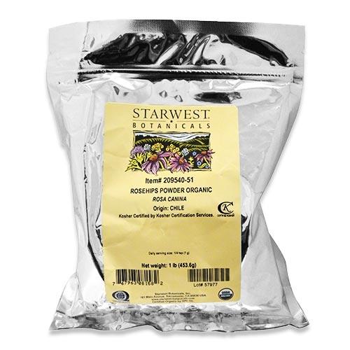 オーガニックローズヒップパウダー 453.6g (1lbs) Starwest Botanical (スターウエストボタニカルズ) 女性 ローズヒップティ 茶 粉末 有機 tea