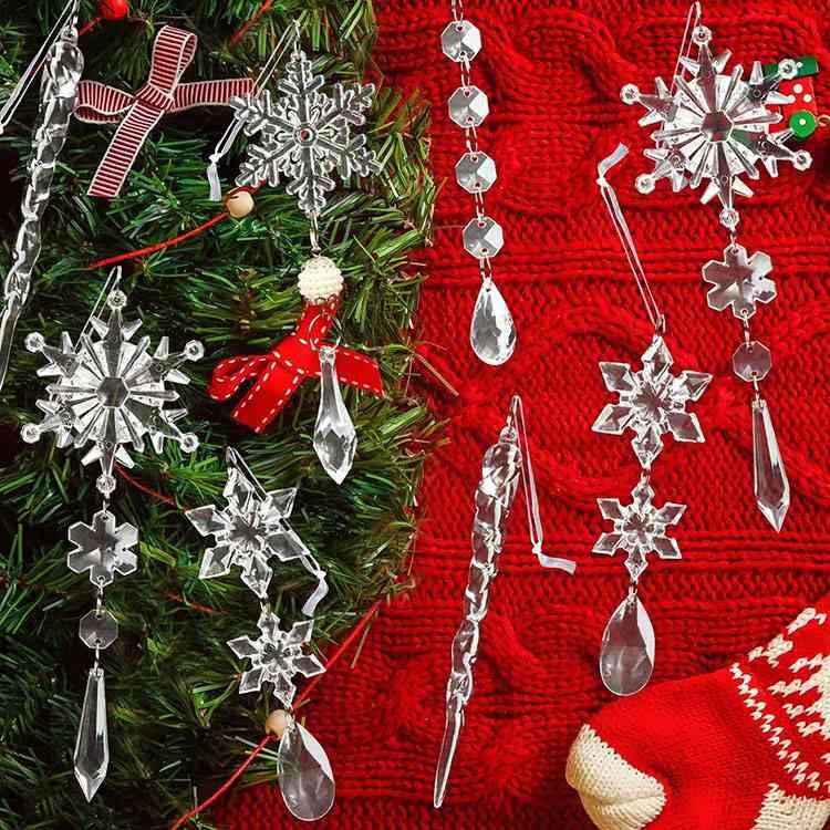 クリスマス アクリル ドロップ オーナメント 18個セット 5種のデザイン Crystal Christmas Ornaments for Christmas Tree 飾り デコ スノーフレーク｜womensfitness｜08
