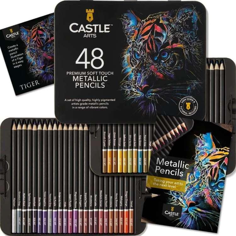 キャッスルアートサプライ 48色 メタリック色鉛筆セット Castle Art