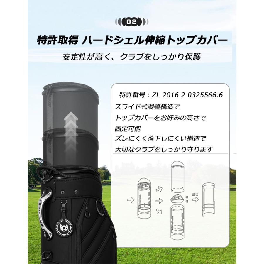 ゴルフキャディバッグ キャスター付き PGM ゴルフバッグ 8分割口枠