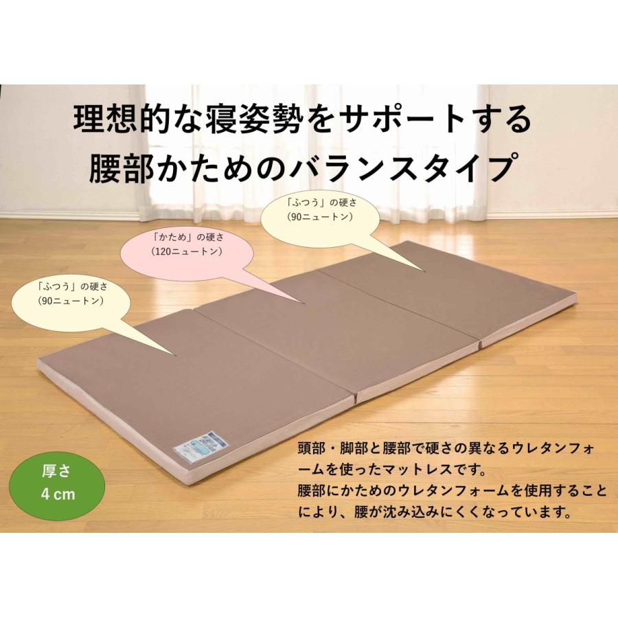 除湿マット＋三ツ折マットレス シングルサイズ ベージュ ブラウン 湿気