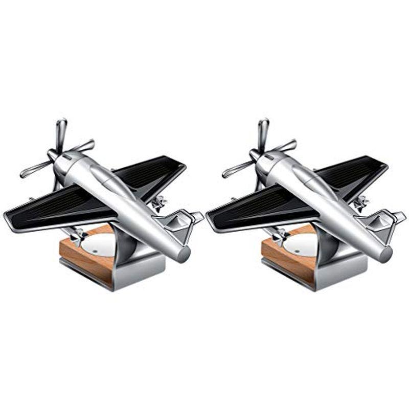 Vorcool 車 置物 飛行機 芳香 ソーラー インテリア 飾り おしゃれ プレゼント 2個セット 香水なし