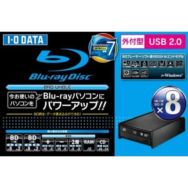 I O Data Dvd Cd対応 外付ブルーレイディスクドライブ 再生ソフト 省電力機能付き Brd Uh8le 旧モデル