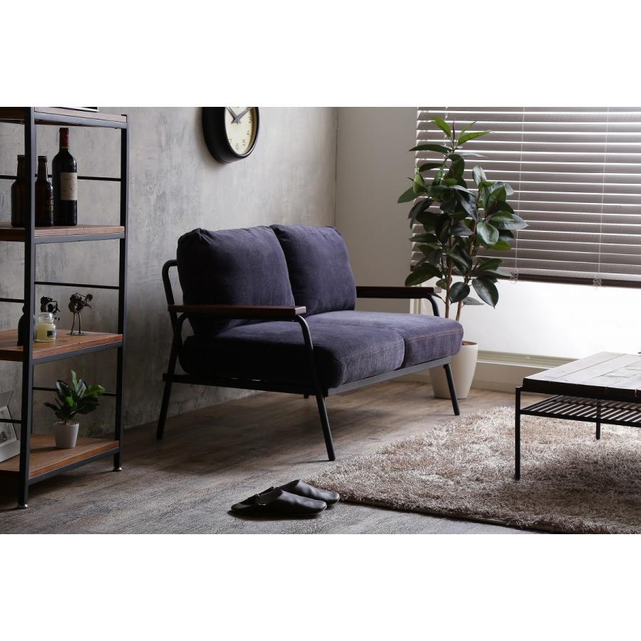 ソファ 2人掛け コーディロイ 幅135 ポケットコイル インダストリアル