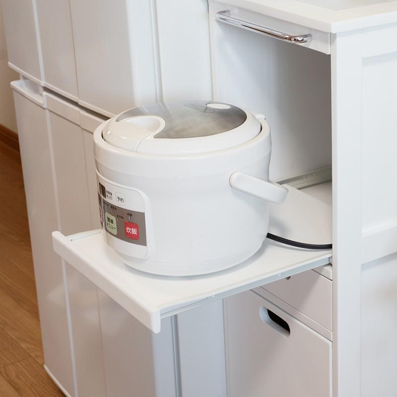 キッチン収納 幅31cm すきま収納 ホワイト スライド棚 炊飯器収納 耐熱