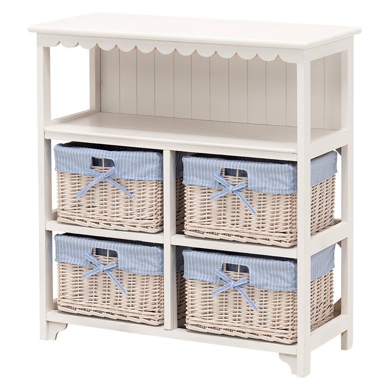 チェスト オープンラック リビング収納 引出し4杯 バスケット4個付き