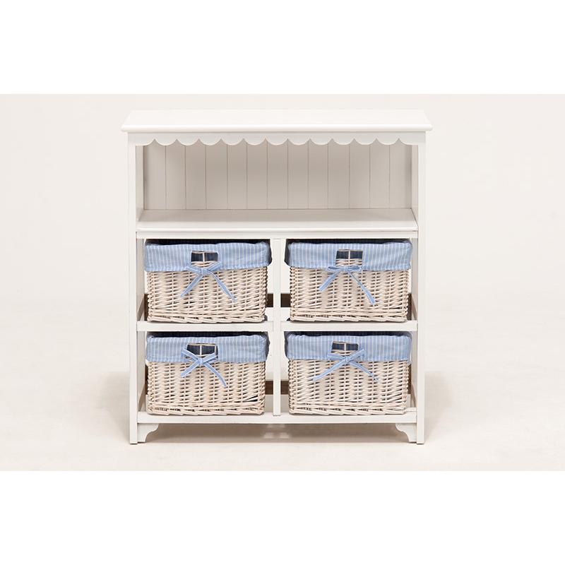 チェスト オープンラック リビング収納 引出し4杯 バスケット4個付き