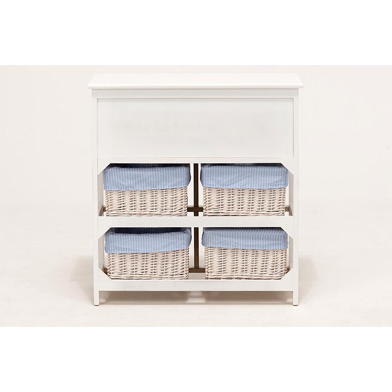 チェスト オープンラック リビング収納 引出し4杯 バスケット4個付き