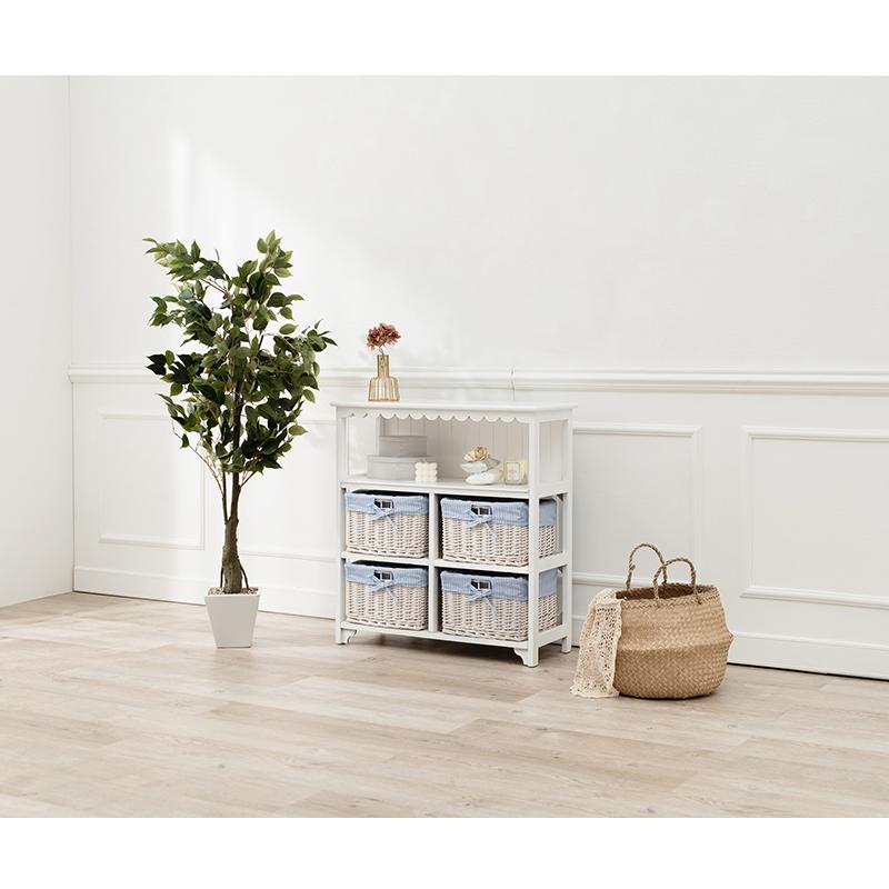 チェスト オープンラック リビング収納 引出し4杯 バスケット4個付き