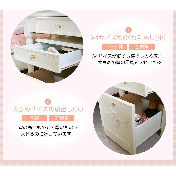 プリンセス パソコンテーブル アンティーク風 PCデスク ライティングデスク 姫系 在宅ワーク  大人 娘部屋 女の子 ガーリー クラシカル デスク単品110cm｜wonderful-mart-01｜09