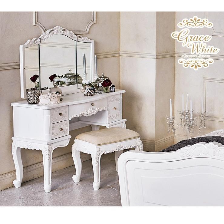 海外最新 アンティーク調 ドレッサーセット ドレッサー ホワイト スツール付き 三面鏡 テーブル 化粧台 収納 鏡台 ミラー 鏡 アンティーク ネコ脚 ロマンティック 新しいコレクション Sipeka Smknpuspahiang Sch Id