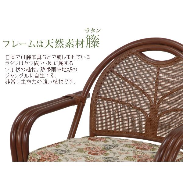 チェア 座椅子 ラタンチェア 座面高26cm ダークブラウン ラタン