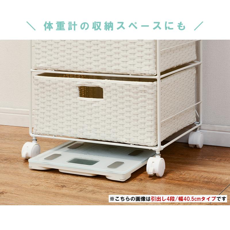 幅60 ブラウン  ランドリーチェスト 引出4杯 ラタン調 バスケット キャスター付き 洗面所 キッチン リビング収納 通気性の良いデザイン 引出し収納 おもちゃ箱_6