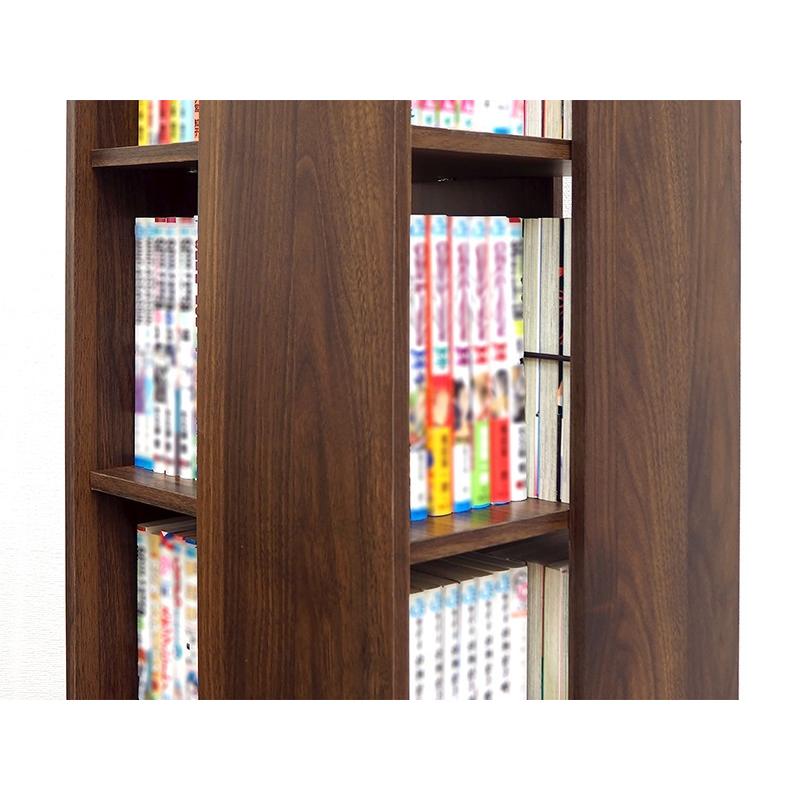 ラック 本棚 ブラウン ブックラック 360度回転 回転本棚 8段