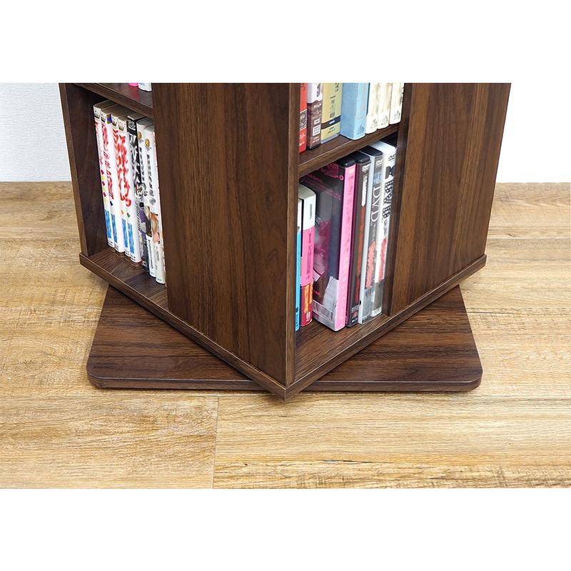 ラック 本棚 ブラウン ブックラック 360度回転 回転本棚 8段