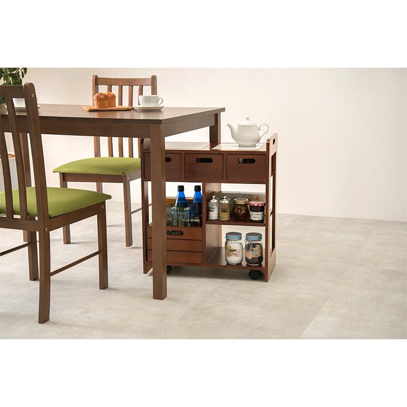 ワゴン キッチンワゴン ナチュラル キッチン収納 天板タイル 耐熱