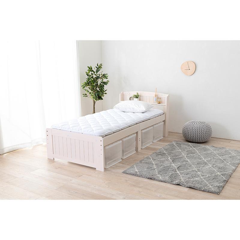 ベッド すのこベッド ホワイトウオッシュ シングル 高さ3段階調整 耐