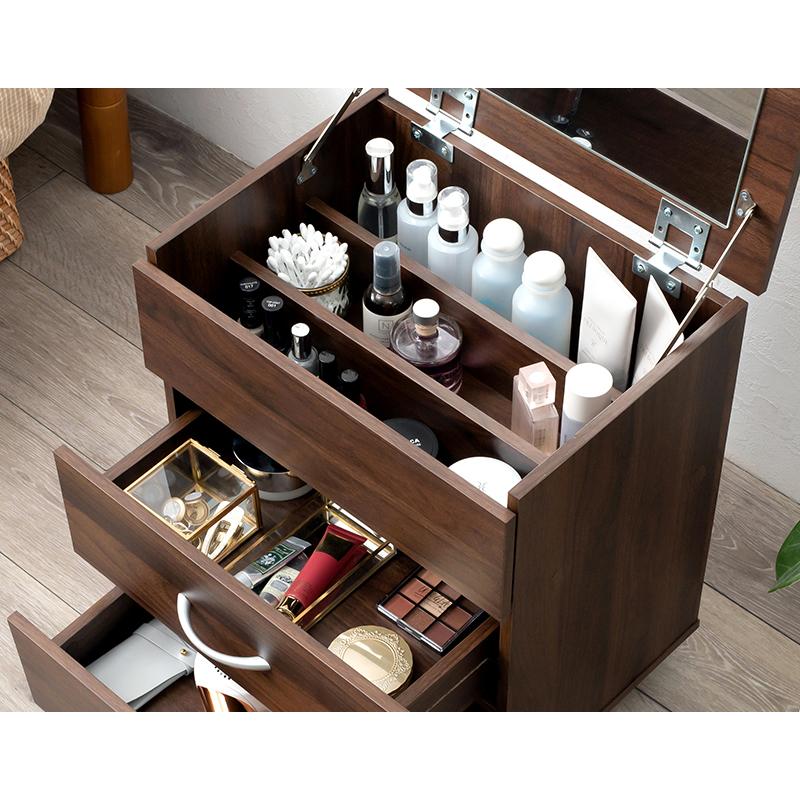 【送料無料】アウトレット★コスメドレッサーワゴン【ダークブラウン/ブラック】 ワゴン ドレッサー ブラウン コスメワゴン 鏡台 化粧台 1面鏡 ミラー