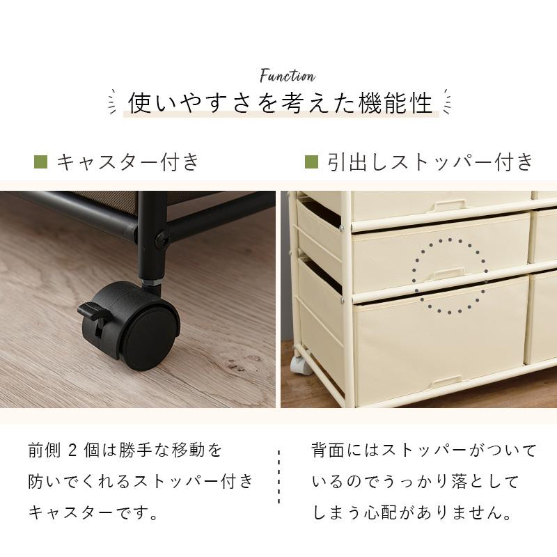 ハンガーラック チェスト ハンガーブラウン 幅75 引出し6杯 キャスター