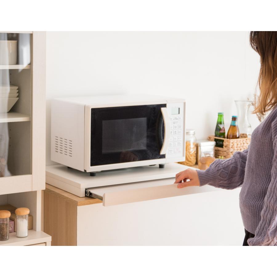 テーブル 電子レンジ下トレー ホワイト スライドテーブル キッチン