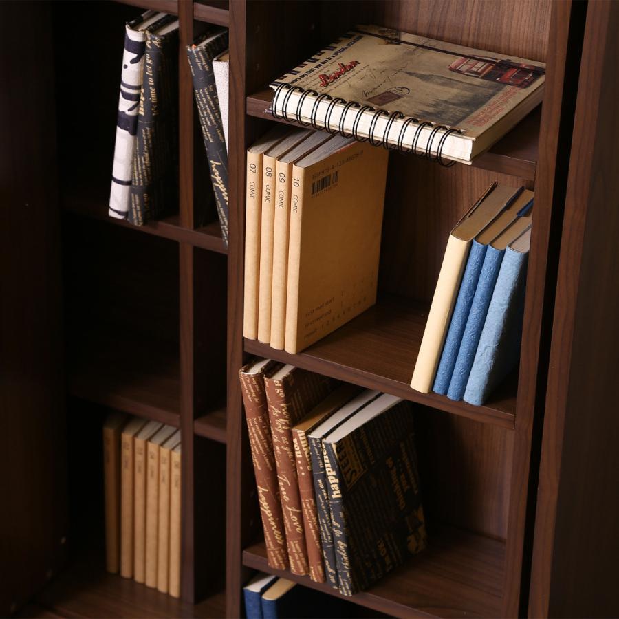 ダークブラウン 幅 スライド式 本棚 可動棚 前面スライド式 積み重ね可能 上下連結可能 コミック収納 文庫本収納 リビング収納 書斎 子供部屋 大容量 ワンダフルマートヤフー店 通販 Yahoo ショッピング