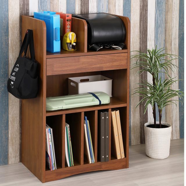 ブラウン 幅60 ランドセルラック 可動棚 引き出し1杯 収納棚 リビング収納 キッズラック 整理整頓 ランドセル 教科書 スッキリ納まる コンパクト 収納 ワンダフルマートヤフー店 通販 Yahoo ショッピング